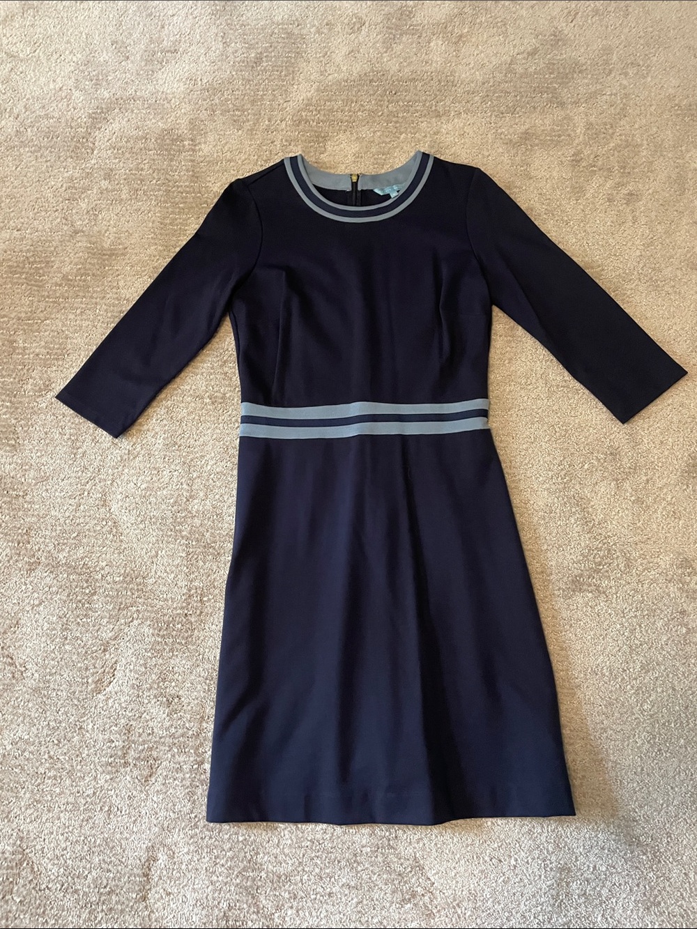 Draper James Navy Sheath Dress with Light Gray Trim
